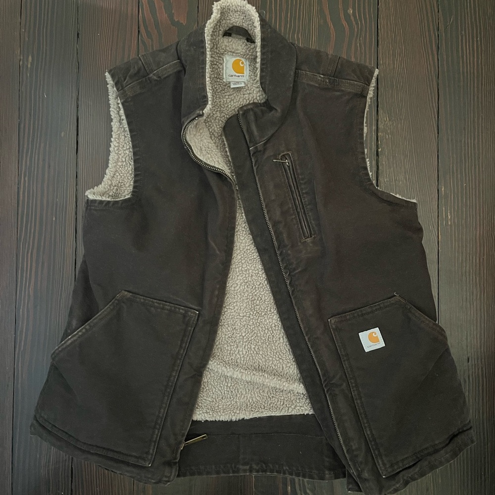 Carhartt Brown Vest with Sherpa Lining